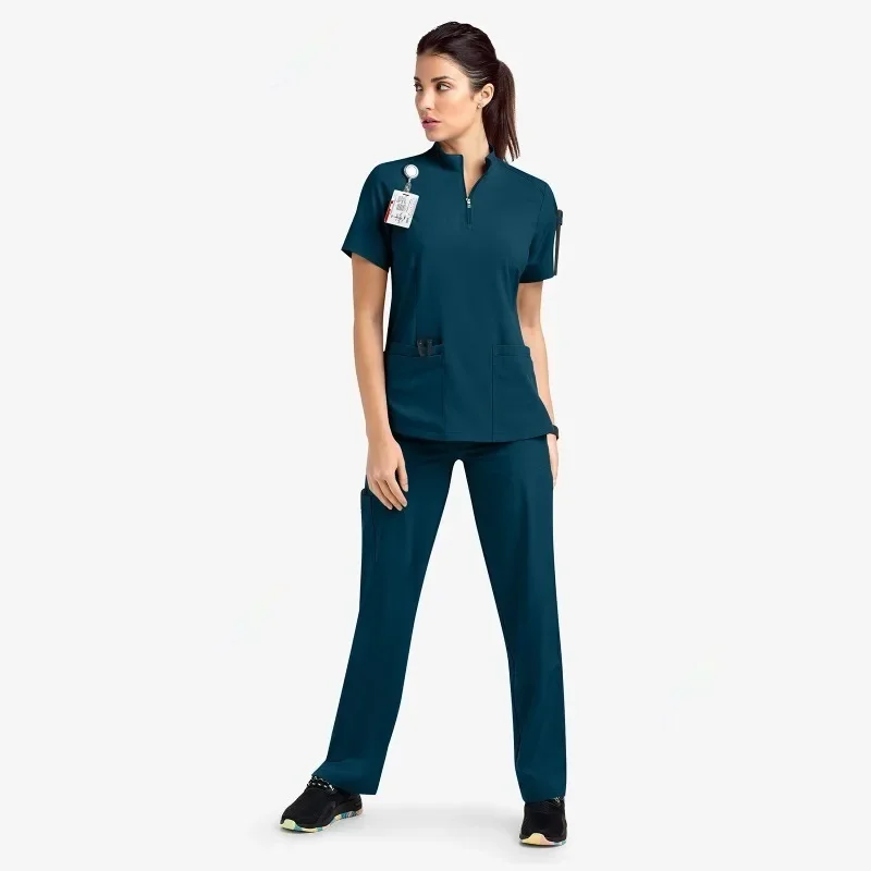 Uniformi mediche unisex di alta qualità per scavature da infermiera con scollo a V Set da donna Uniforme da lavoro per medico ospedaliero Uniforme da lavoro per chirurgia dentale orale