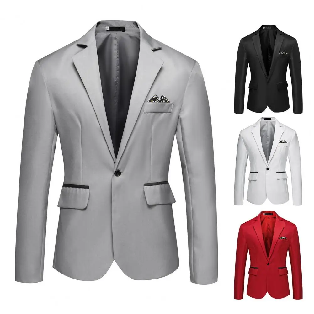 Pak Jas Lichtgewicht Heren Blazer Eenvoudige Knappe Populaire Decoratieve Zak Zakelijke Blazer