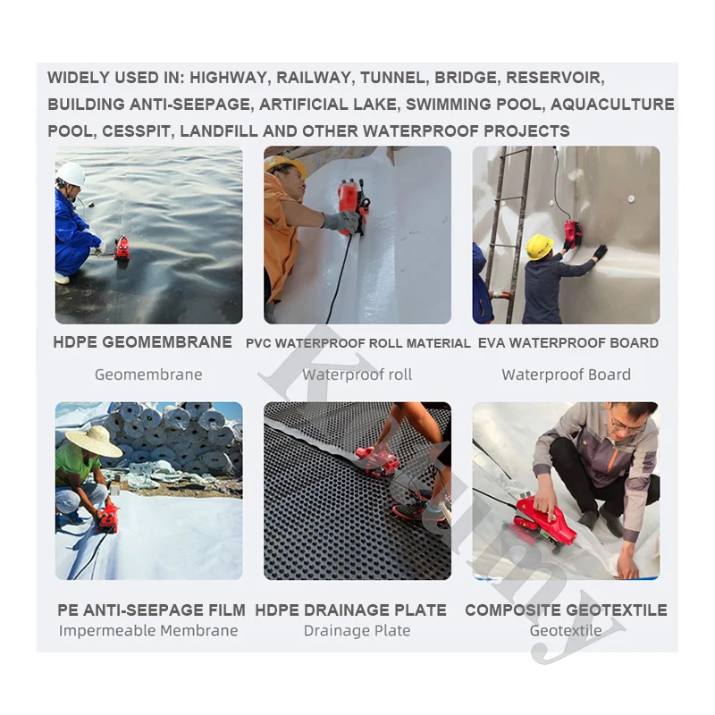 Geomembrane Welding Machine Hot Wedge Welder HDPE Sheet Plastic Pond Liner Welder PVC Repairing 5m/min