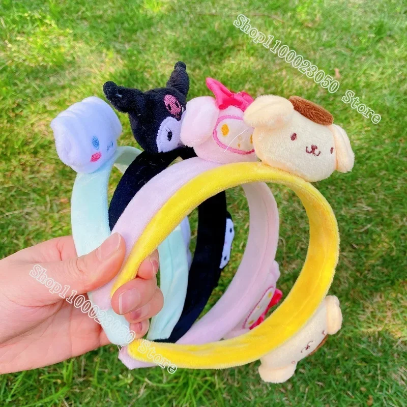 Sanrio Hair Hoop Hello Kitty Face Wash Hairband Cute Plush Cinnamoroll Hair Accessories Hairlace Kuromi Girl Student Headwear