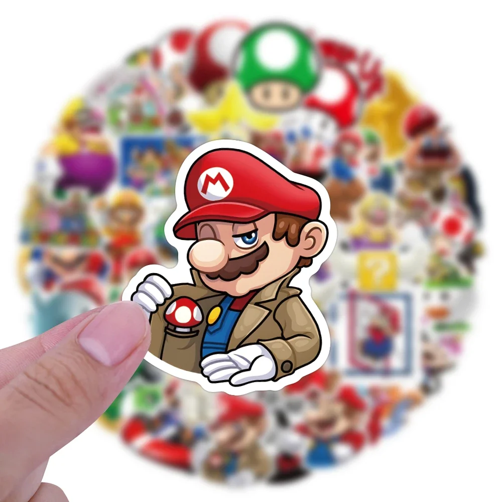 Super Mario Bros Stickers Kawaii Luigi Yoshi Skateboard Bicycle Guitar Laptop Waterproof Stiker Anime Stickers Graffiti