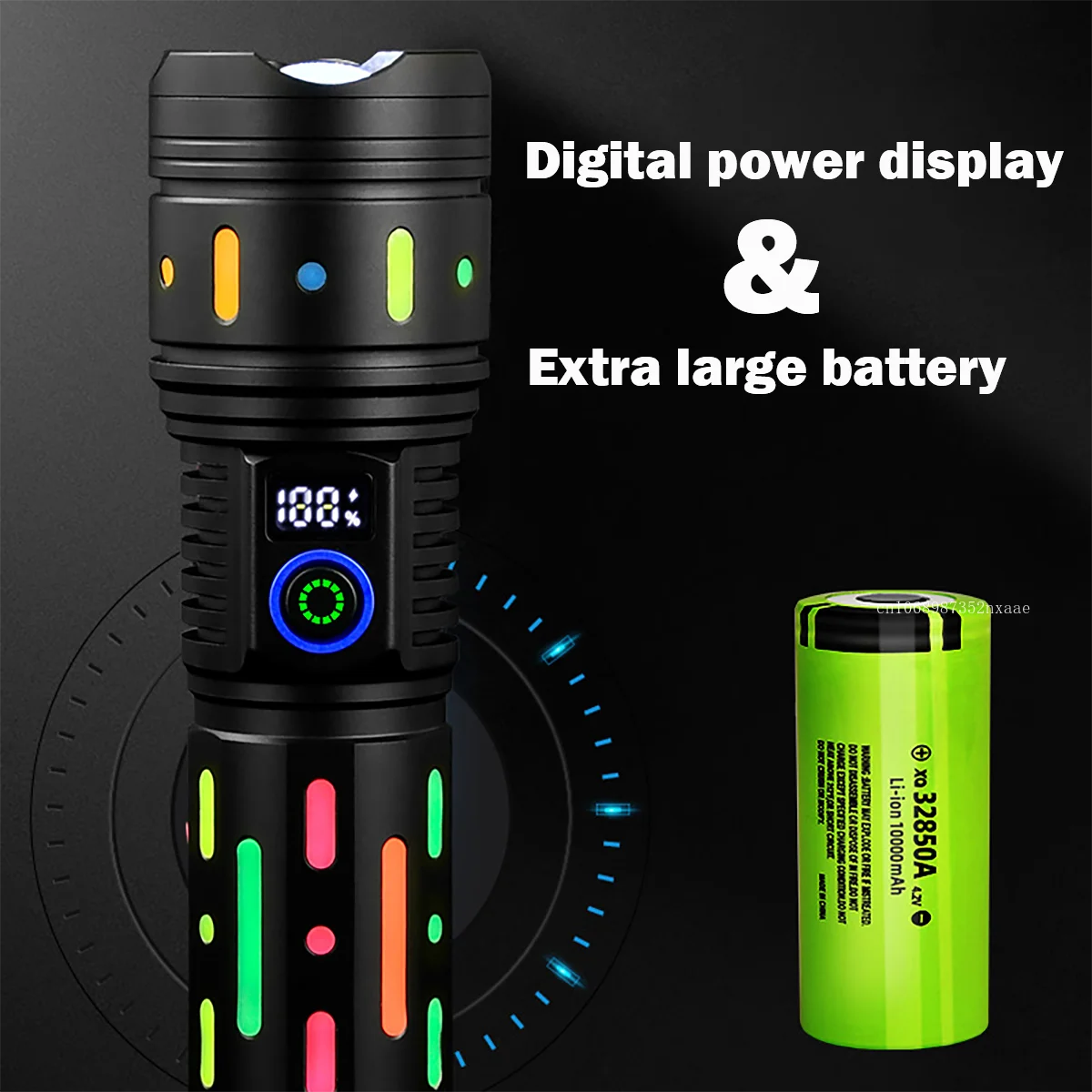 80W High Power LED Flashlight Super Bright Long Distance Flashlight Rechargeable Emergency Power 10000 MA Tactical Hand Light