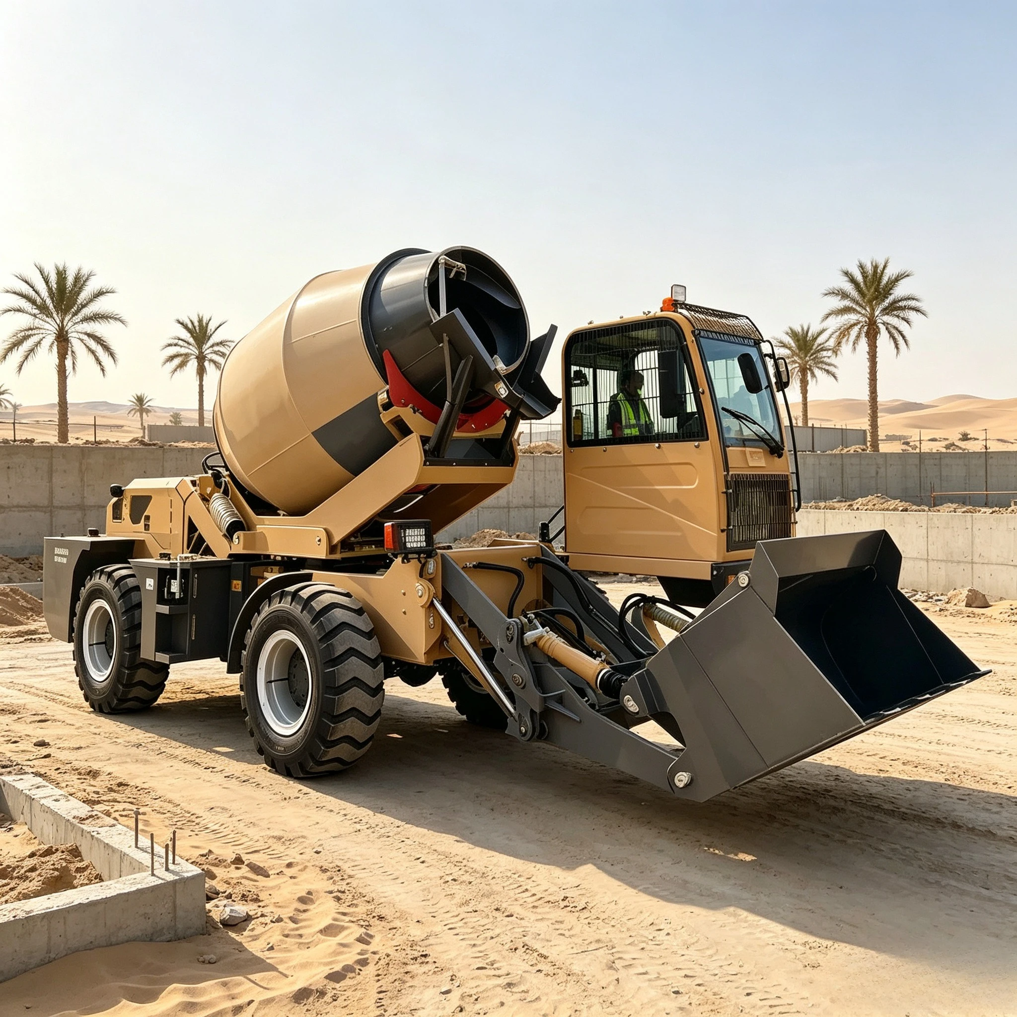 Concrete Mixer Machine - 4WD Selbstladender Betonmischer-LKW Hydraulische Betonmischmaschine Diesel