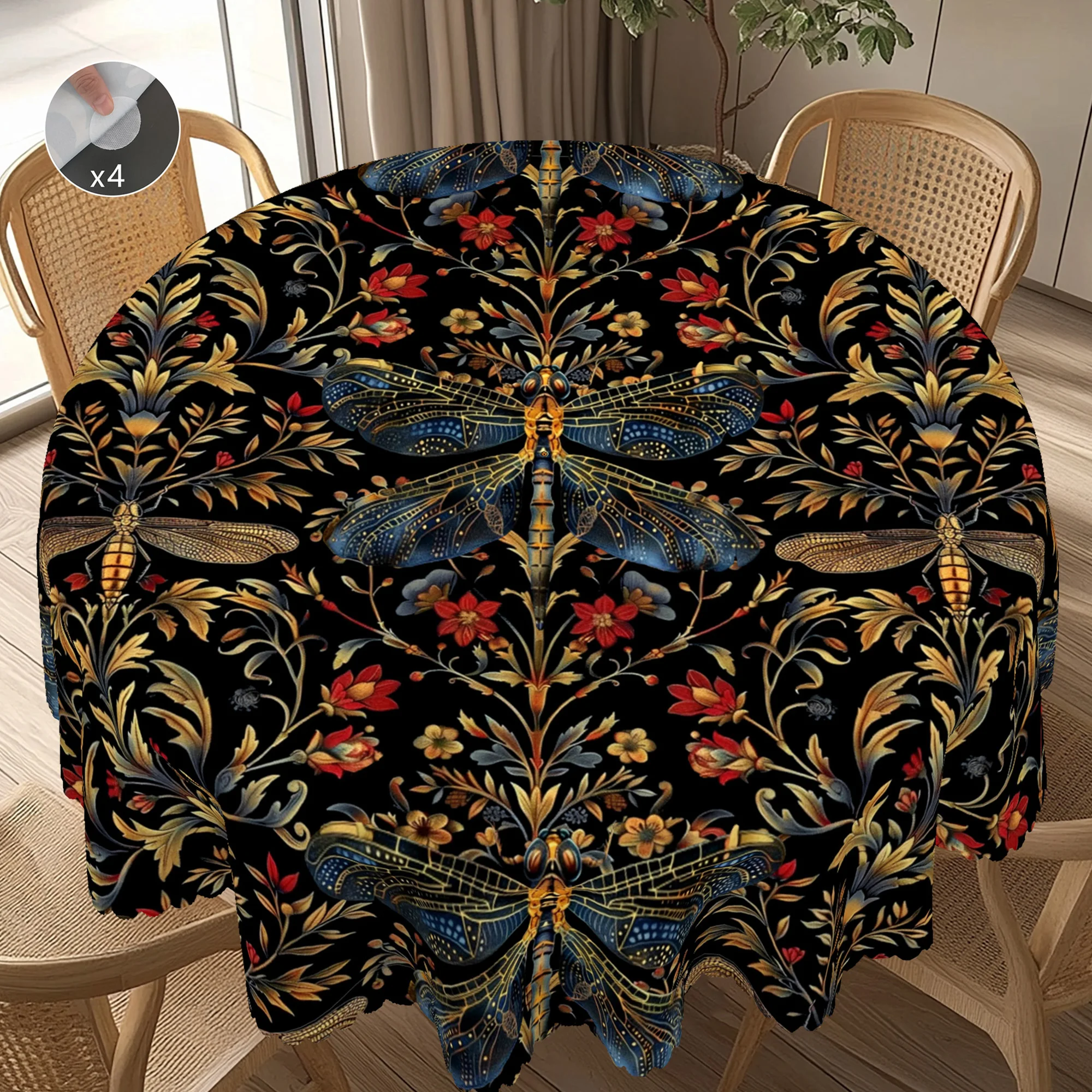 

1 Piece of William Morris Style Printed Tablecloth, Retro Farmhouse Style, Symmetrical Dragonfly, Flower Pattern Design, Suitable for Holiday Parties, Camping Picnics, Birthday Parties, Kitchen Accessories, Restaurant Terraces, Indoor and Outdoor Tableclo