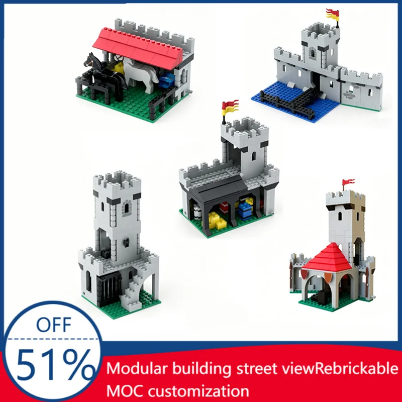 

MOC Classic Castle Expansion 6080 Warehouse Medieval Building Blocks Set Vintage Castle Scene Christmas Popular Gifts Assembly
