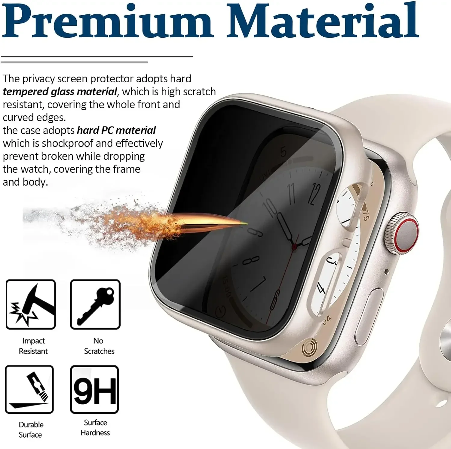 واقي شاشة لساعة أبل 49 ملم 44 ملم 41 ملم 45 ملم 42 ملم 38 ملم IWatch حافظة مقسى مقاومة للخصوصية Iwatch Series Ultra 9 8 7 6 SE