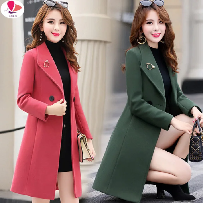 

Korean Version of Slim and Thin Mid-Length Woolen Coat Women's Autumn and Winter 2024 New Large Size Fashionable Woolen Coat