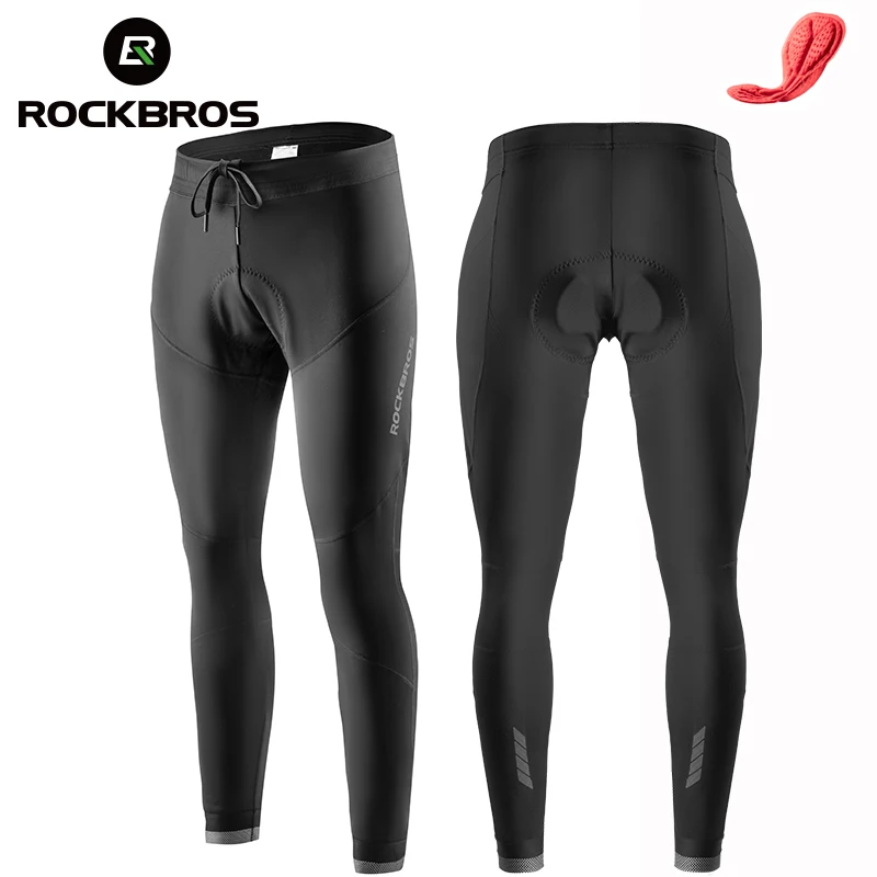 

ROCKBROS Winter Men's Keep Warm Bicycle Long Pants Shockproof Sponge Cushion Padded Bike Trousers Windproof Fleece Cycling Pants