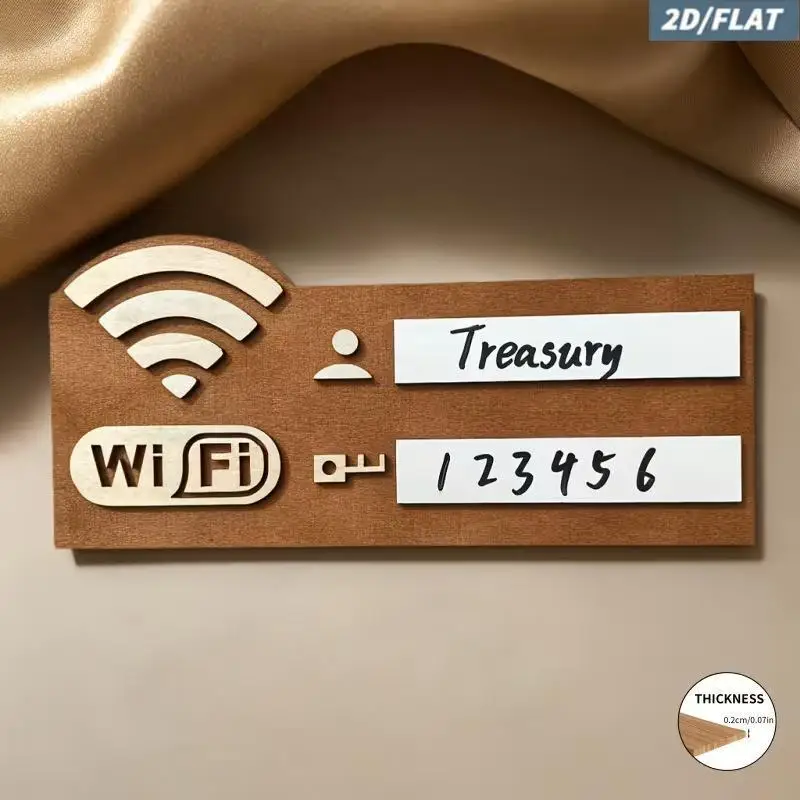Rustic Wooden WiFi Password Sign, Vintage Wall-Mounted Wireless Network Indicator Plaque, Multi-Purpose Home Decor Accessory