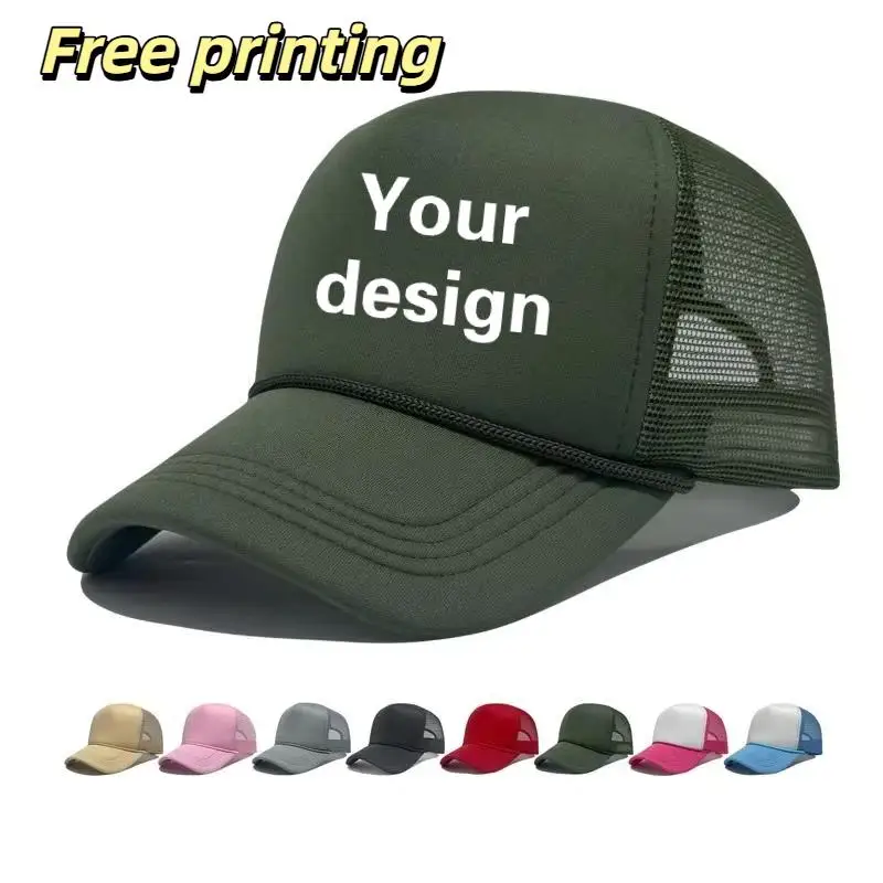 Custom Cap Print With Logo Personalized Design Men Summer Sponge Mesh Sunshade Truck Driver Baseball Competition Event Hat