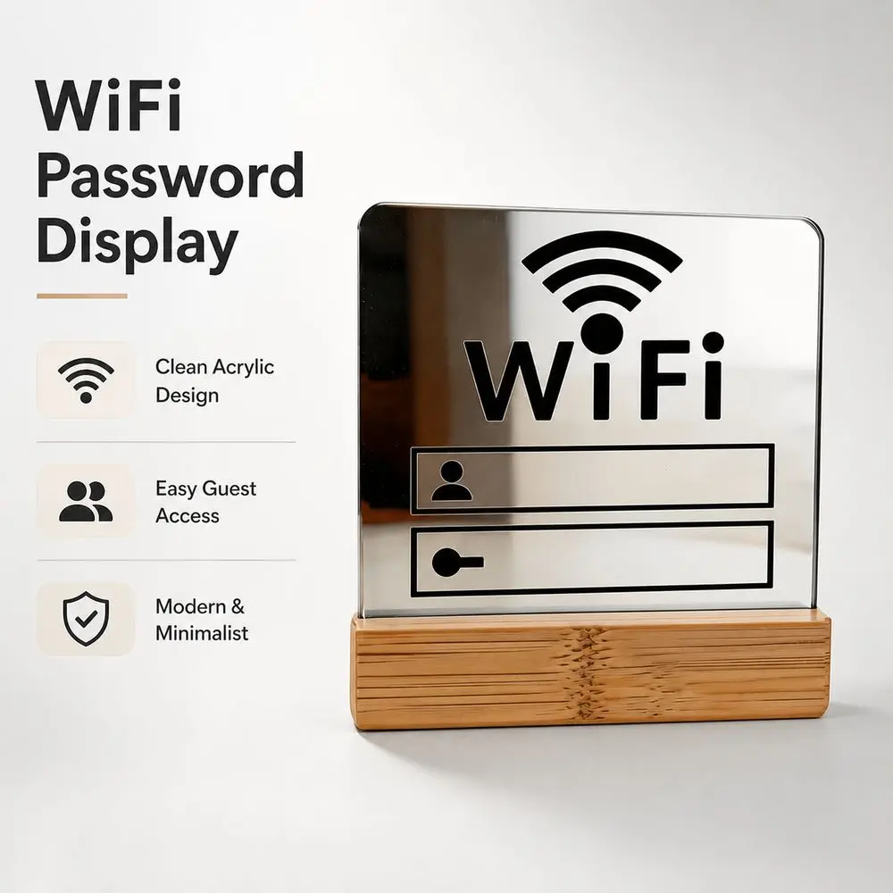 Acrylic Acrylic Mirror WiFi Sign Modern Style Freestanding Structure WiFi Sign Notice Board WiFi Password Display Sign