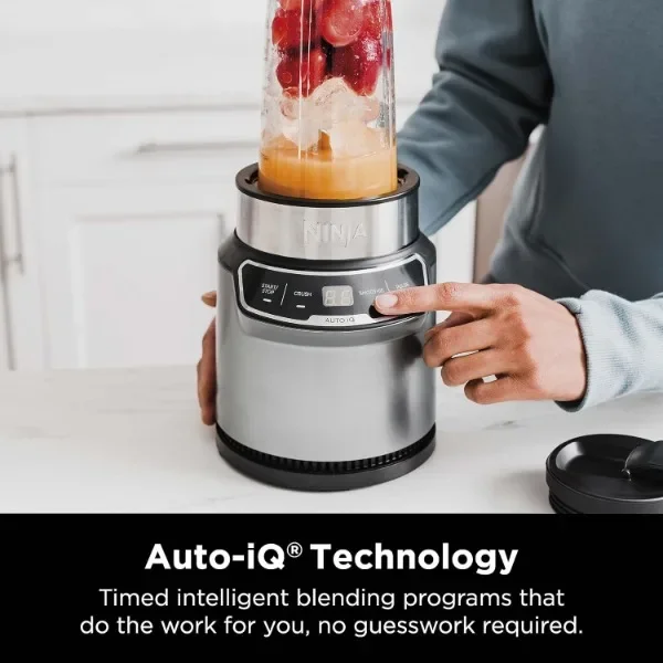 Ninja BN401 Nutri Pro Compact Personal Blender, Auto-iQ Technology, 1000-Peak-Watts, for Frozen Drinks, Smoothies, Sauces & More