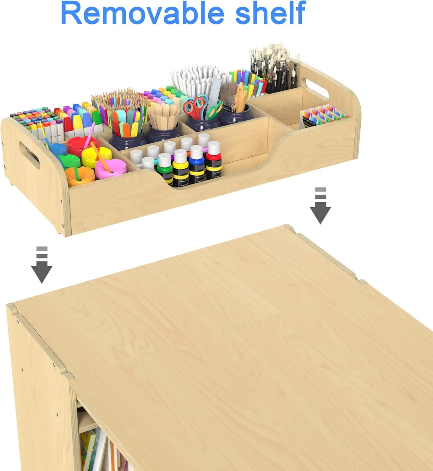 Kids Art Table and Chairs Set Craft Table with Large Storage Desk and Portable Art Supply Organizer for Children Ages 8-12, 47"