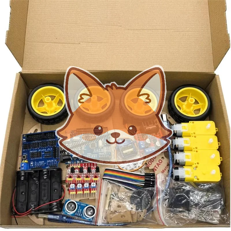 4WD DIY Robot Car Chassis Set 1 Set Electronic Smart Board Speed Encoder Battery Box for Personal Tech Hobby Handmade Work