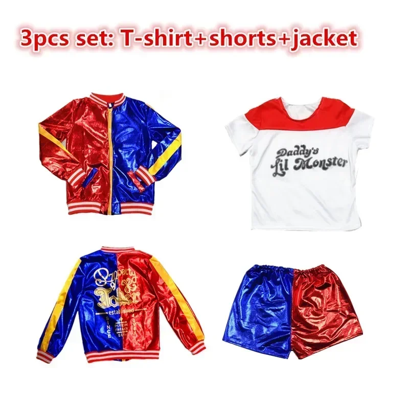 عيد الميلاد السنة الجديدة كرنفال الاطفال الفتيات الانتحار هارلي تأثيري ازياء فرقة كوين الوحش جوكر سترة البدلة ملصقات الوشم #3