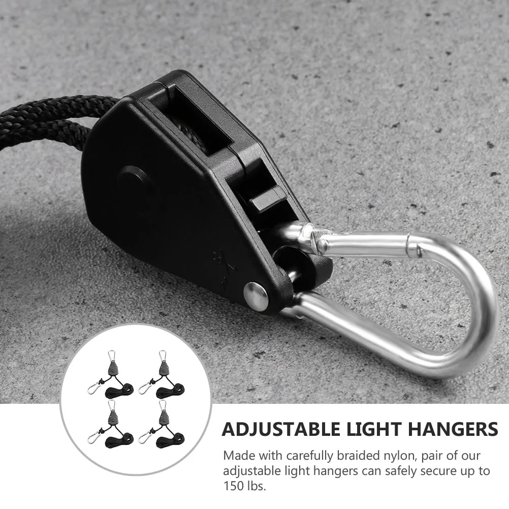

4 Pcs Plant Light Hangers Adjustable Rope Hooks 150 Lbs Capacity Nylon Sling Hanging Ropes For Grow Lights Fans Tents