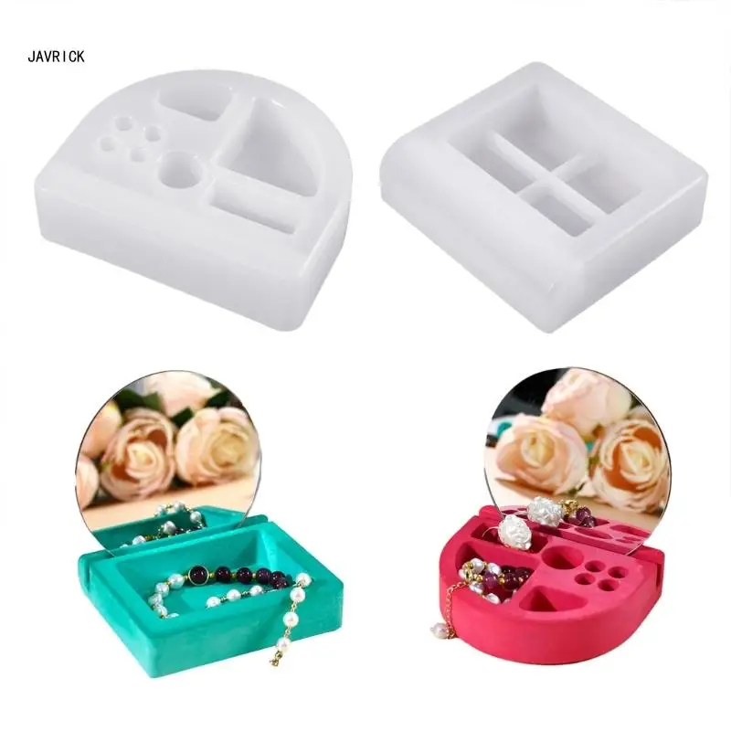 Flexible Silicone Decorative Box Mold Square/Semicircle Jewelry Organiser Mould D0LC