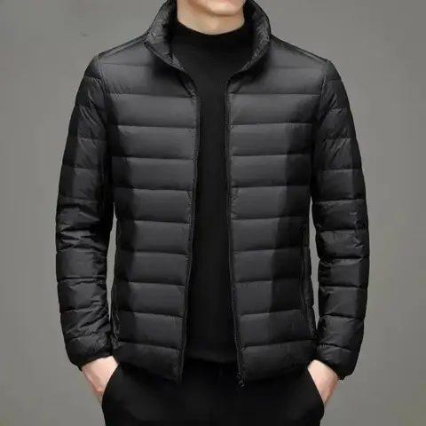 Lightweight Short Fleece Lined Cotton Jacket for Men Dad Style Casual Winter Outerwear Big Size Korean System