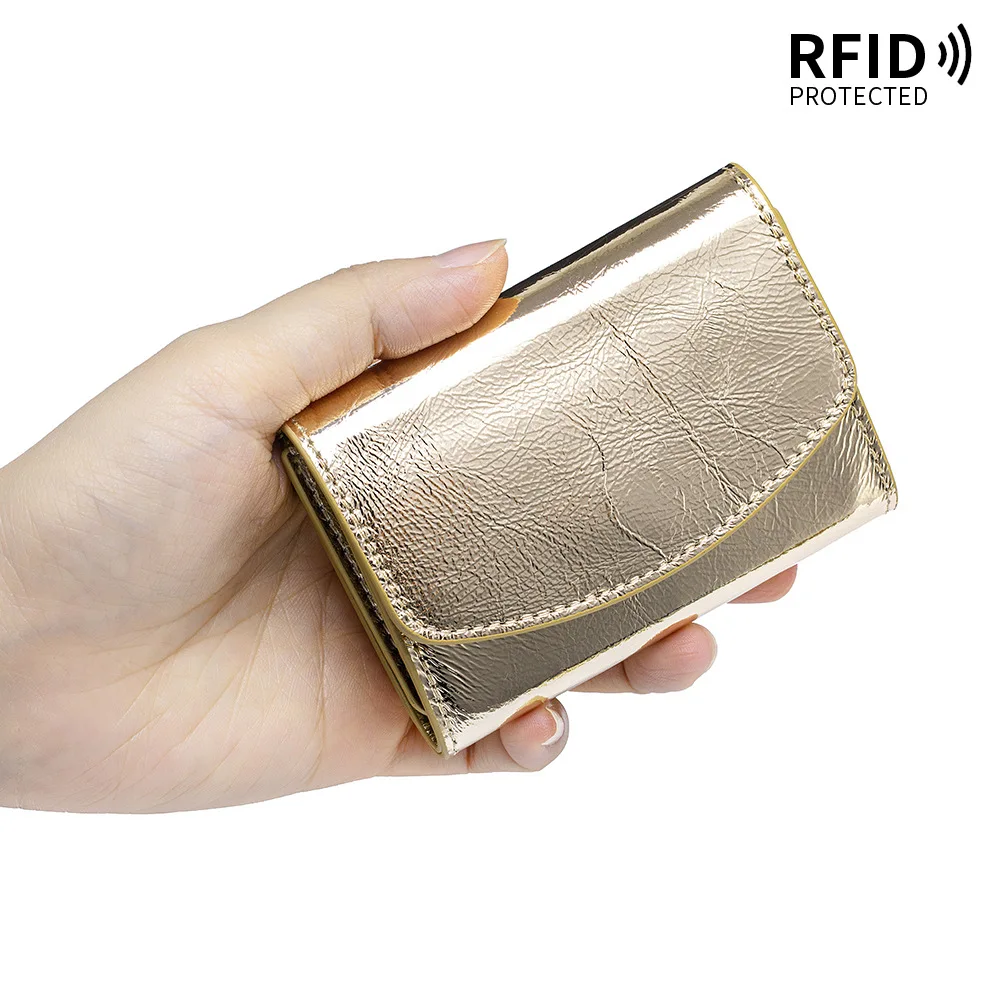 Japanese Minimalist Genuine Leather Short Wallet Premium Top Grain Cowhide Foldable Coin Purse Small Fashion Snap Clasp Purse - view 3