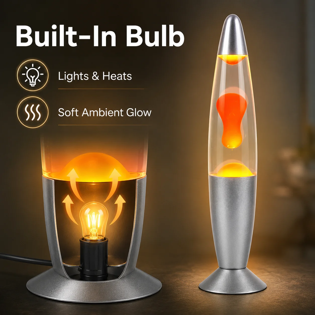 LED溶岩ランプ クラゲデザイン 金属ベースの火山ワックスナ - Lava Lamp Desktop のレビューと価格