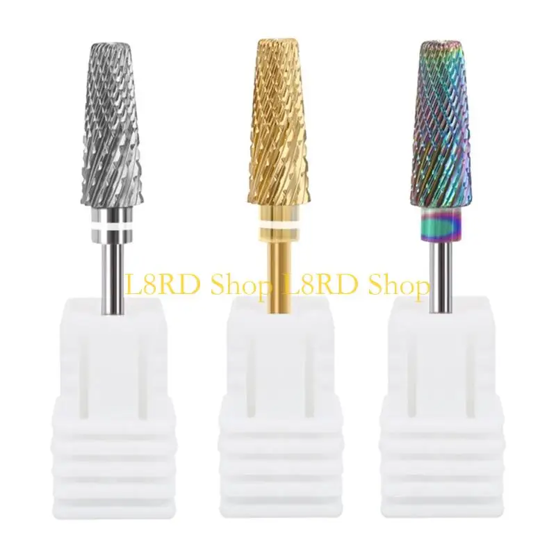 L8RD węglik wolframu 5 w 1 wiertło do paznokci kształt stożkowy wiertło proste do akrylowego paznokci żel wiertarka akcesoria do