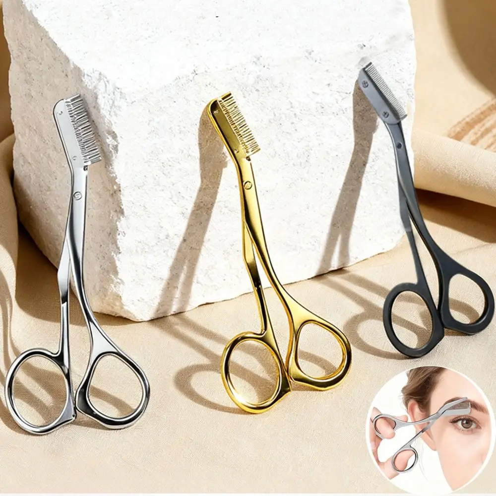 Stainless Steel Eyebrow Scissors High Quality with Eyebrow Comb Hair Remover Ergonomic Design Portable Eyebrow Shaver Tool