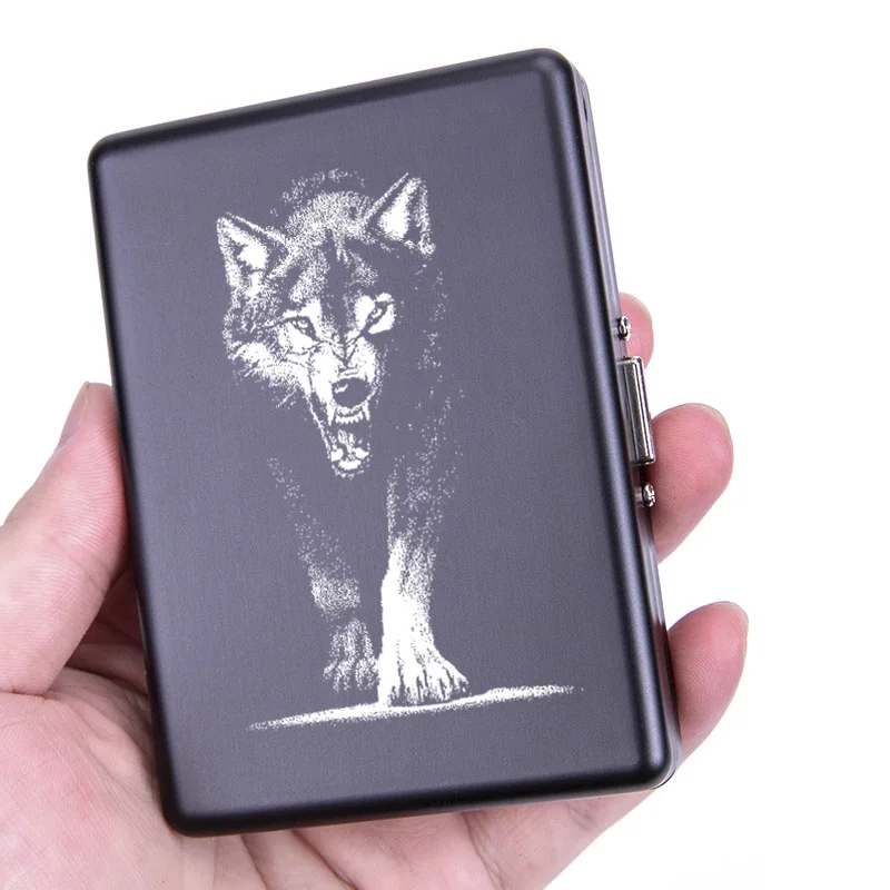 Retro Aluminium Alloy Cigarette Case for Regular, King Size 20 Capacity Cigarettes Boxes Man Smoker Gift