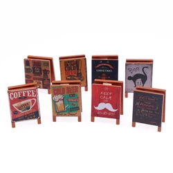 4Pcs Dollhouse Miniature Wooden Signboard Halloween Christmas Mini Cafe Icecream Shop Brewhouse Blackboard Model Furniture Acce