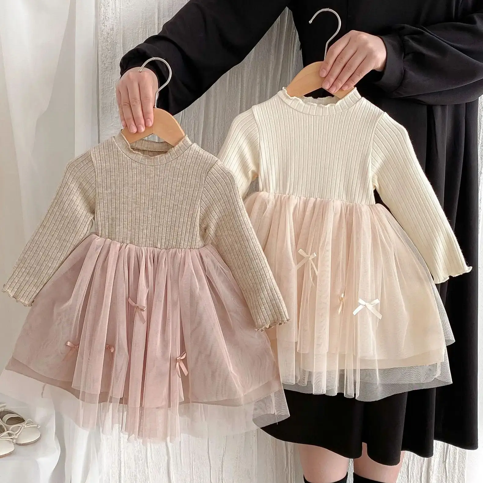 الخريف أزياء طفل الفتيات ملابس الطفل طويلة الأكمام القوس تول اللباس للأطفال حزب ملابس يومية غير رسمية ملابس الأطفال #1