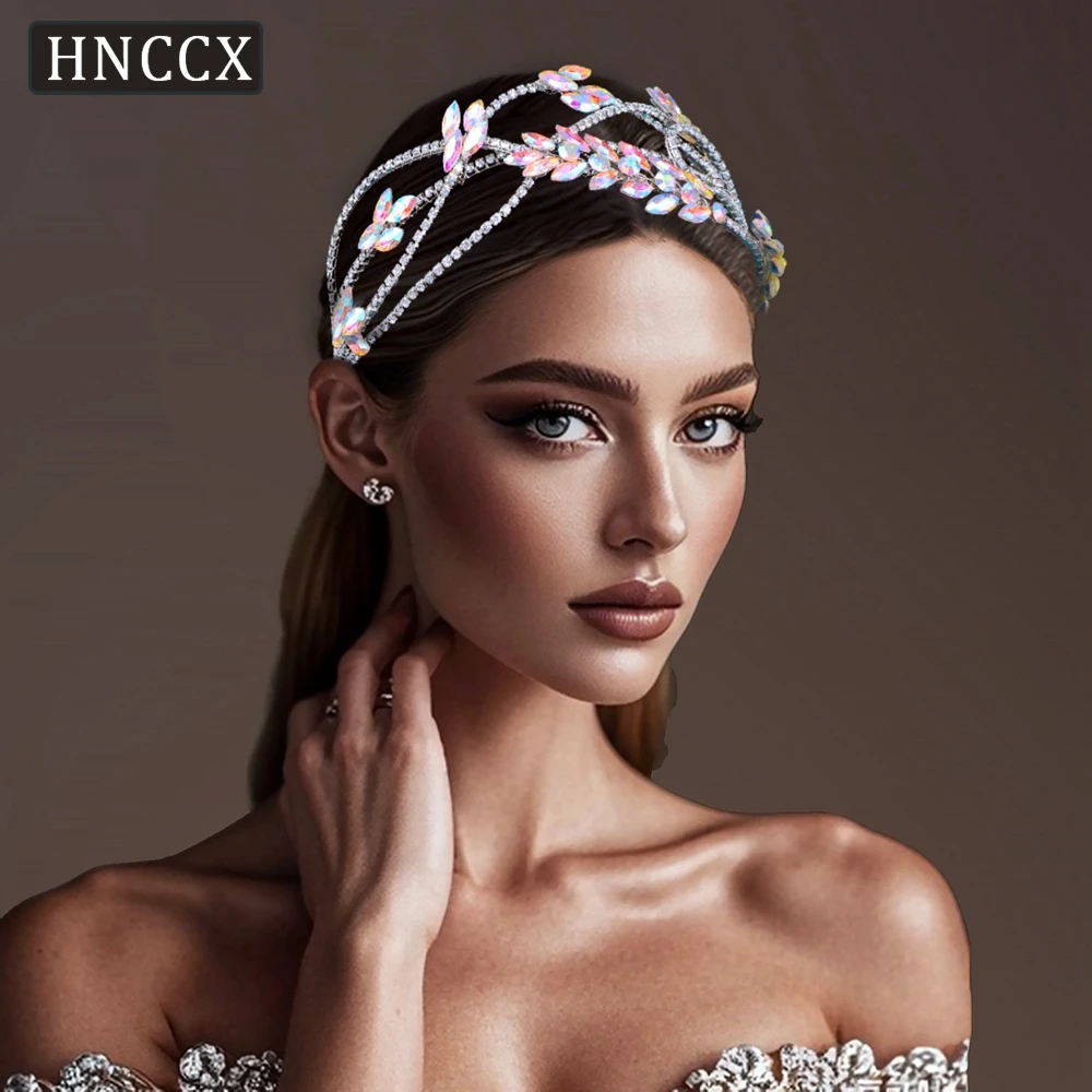 HNCCX-Noiva Forma Geométrica Headband, Acessórios para Cabelo do Casamento, Strass Coloridos, Mulheres Festa Headwear, Moda, CP709