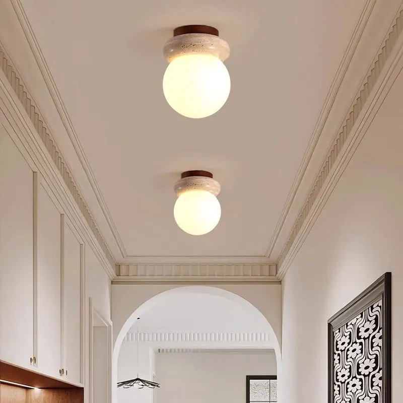 

New Travertine Stone LED Ceiling Lamp Aisle Corridor Modern Ceiling Light Chandeliers Home Decoration Living Dining Room Bedroom