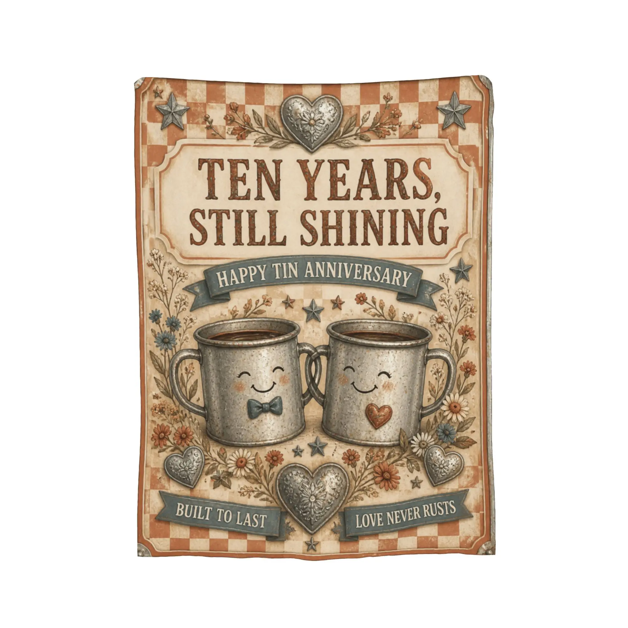 10th Anniversary Gifts for Couples Vintage Tin Love Throw Blanket Romantic Wedding Gift for Wife Husband Love Print Blanket
