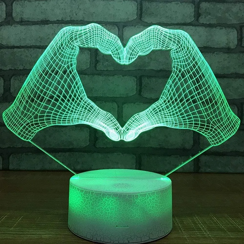 Nighdn Heart LOVE Gesture Night Light 7 Color Changing USB Table Lamp Gift for Women Lover Mother LED Nightlight Room Decor