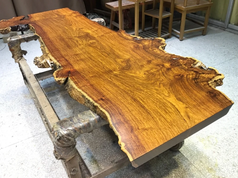 Unique Grain Patterns Durable Exotic Hardwood for Luxury Furniture High-End Ziricote Wood Slab Table Top