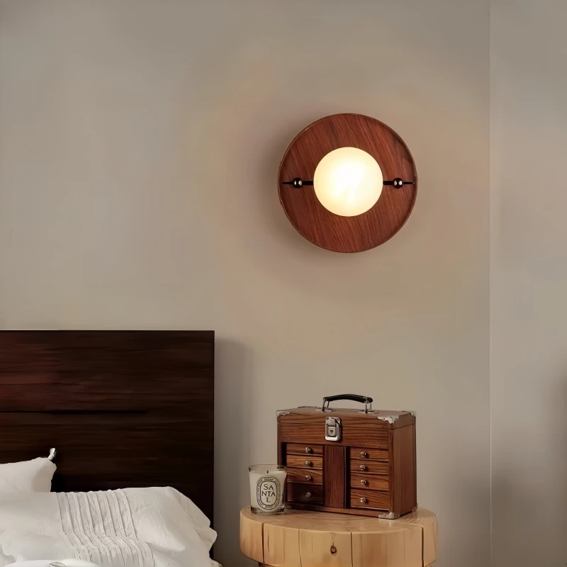 Nordic Natural Marble Wall Lamp Vintage Wood Grain Creative Feature Wall Light Restaurant Aisle Bedside Luxury Decor Wall Sconce