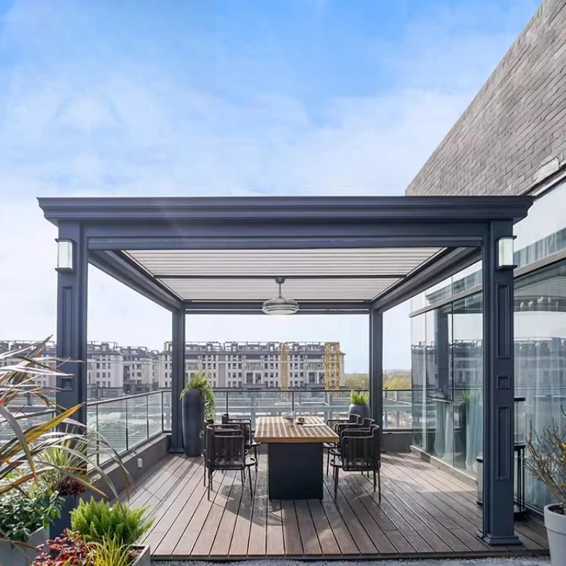 Electric louver pavilion villa garden, smart pergola, outdoor awning