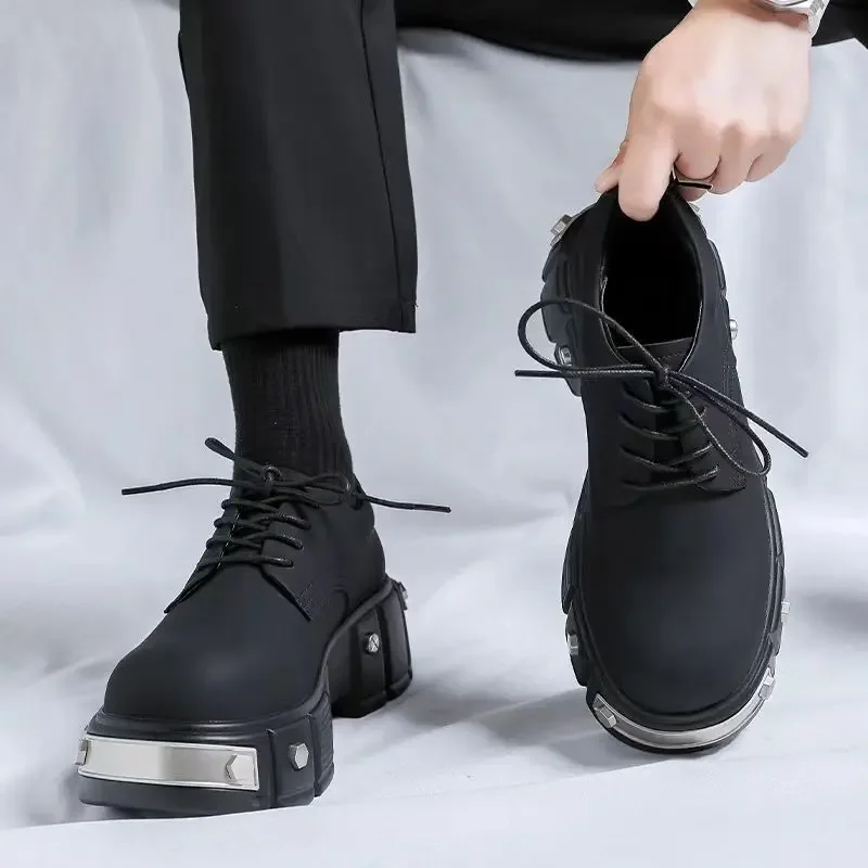 

Men's British Style Thick Bottom Tilta Leather Derby Shoes round Toe High Sensation Function Big Head Comfortable Niche Footwear