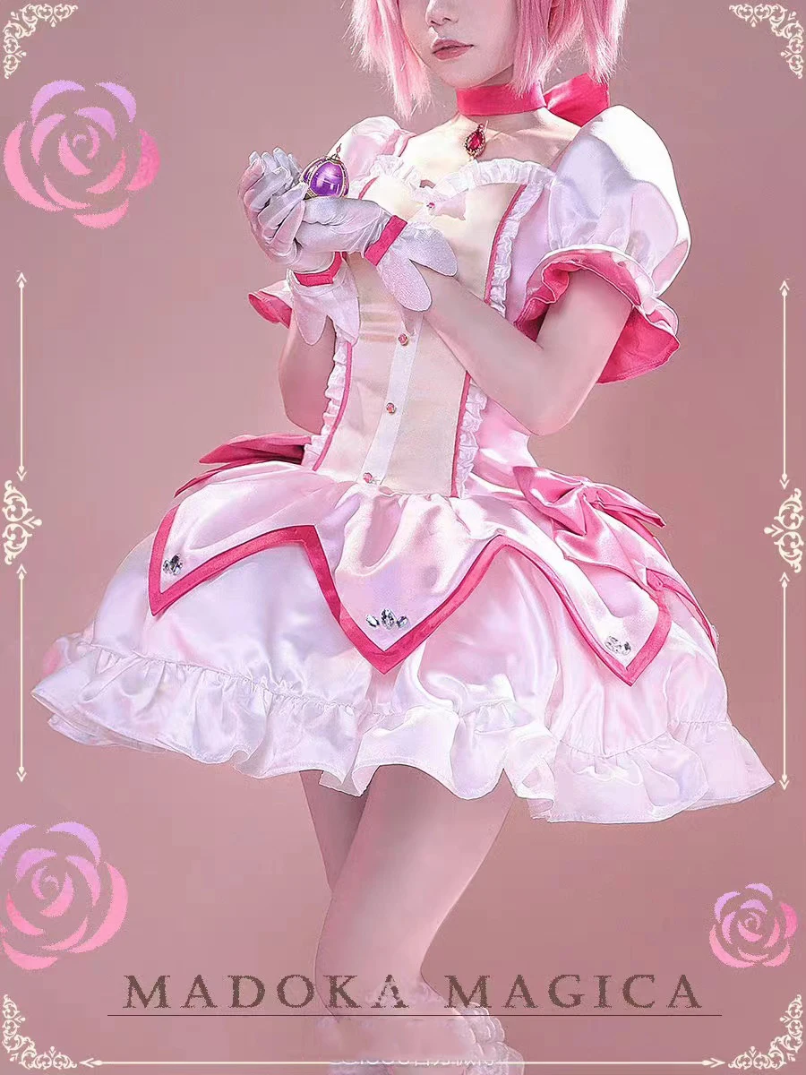 COS-HoHo Anime Puella Magi Madoka Magica Kaname Madoka Lolita Kleid Schöne Uniform Cosplay Kostüm Halloween Party Outfit Frauen