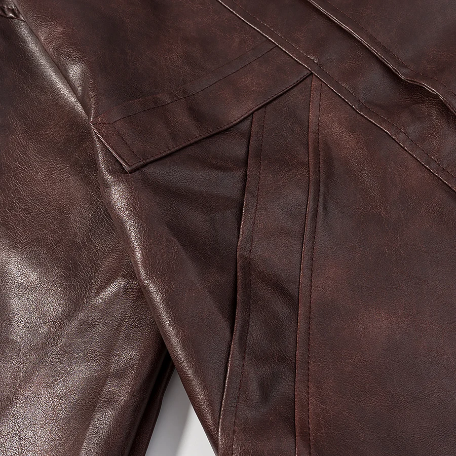 2025 Autumn American Retro Women Washing Brown PU Leather Jacket Lapel 3 Buttons Full Sleeve Coat Loose Short Outerwear