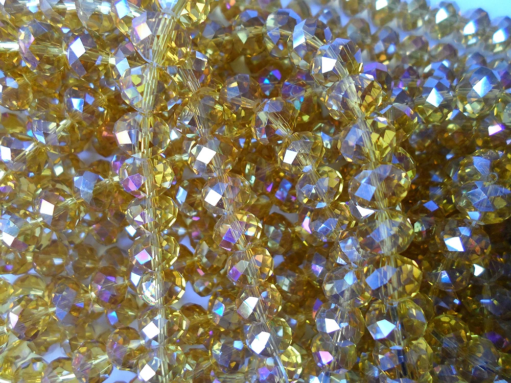 sokolov tiki 50 Beads Lots 10MM Gold champagne crystal beads Plated AB color Gold champagne crystal beads Plated