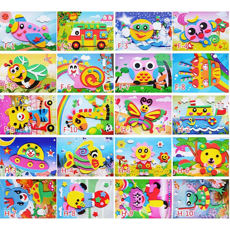 10/5Pcs 3D EVA Foam Sticker Puzzle Game DIY Cartoon Animal Learning Education Toys For Children Kids Multi-patterns Styles GYH