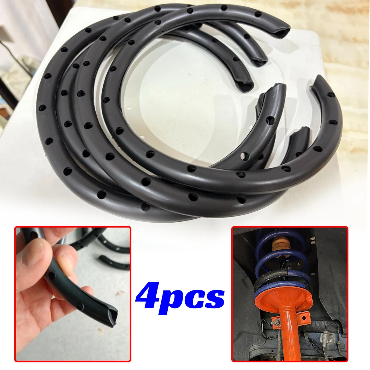 4pcs Universal Coil Spring Rubber Trunk Towing Spacers Rear Suspension Assisters Kit Noise Reducer Sleeve Accessories Parts Car