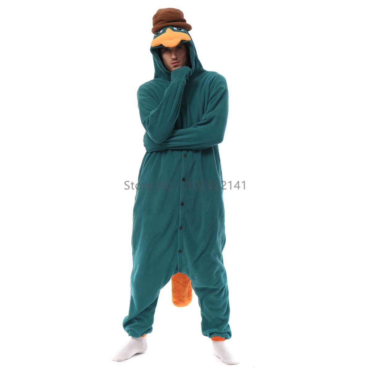 Favofans Adult Halloween Onesie Cartoon  Green Duck Pajamas For Women Men Animal Kigurumi Pyjamas Homewear Cosplay Party Costume image 2