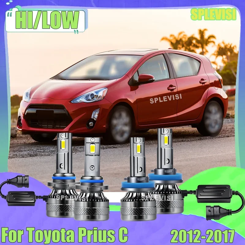 Led Headlight Bulbs Hi-Low 200W Auto Turbo Car Head Lamps 6000k white For Toyota Prius C 2012-2017 2013 2014 2015 2016