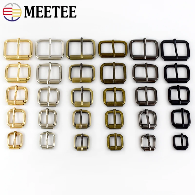 5Pcs Meetee 13-38mm Metal Roller Pin Buckles Bag Strap Adjust Clasp Shoes Garment Belt Buckle Hook Leather Craft Accessories