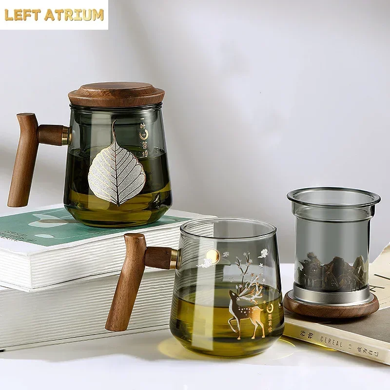 Transparent Glass Teapot Set Wooden Handle Teapot Teacup Teakettle Kettle Afternoon Tea Making Equipment Tea Making Tools