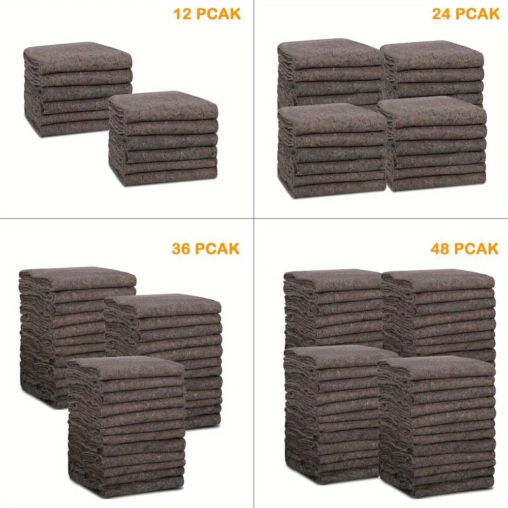 

12/24/36/48 Pack Moving Blankets 53"x74" Shipping Pads for Furniture Protection