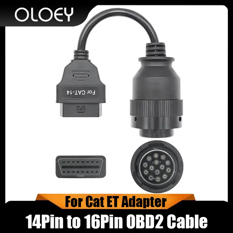 Cat ETアダプター、Carter ET3トラックアクセサリー用14ピンから16ピンOBD2ケーブル