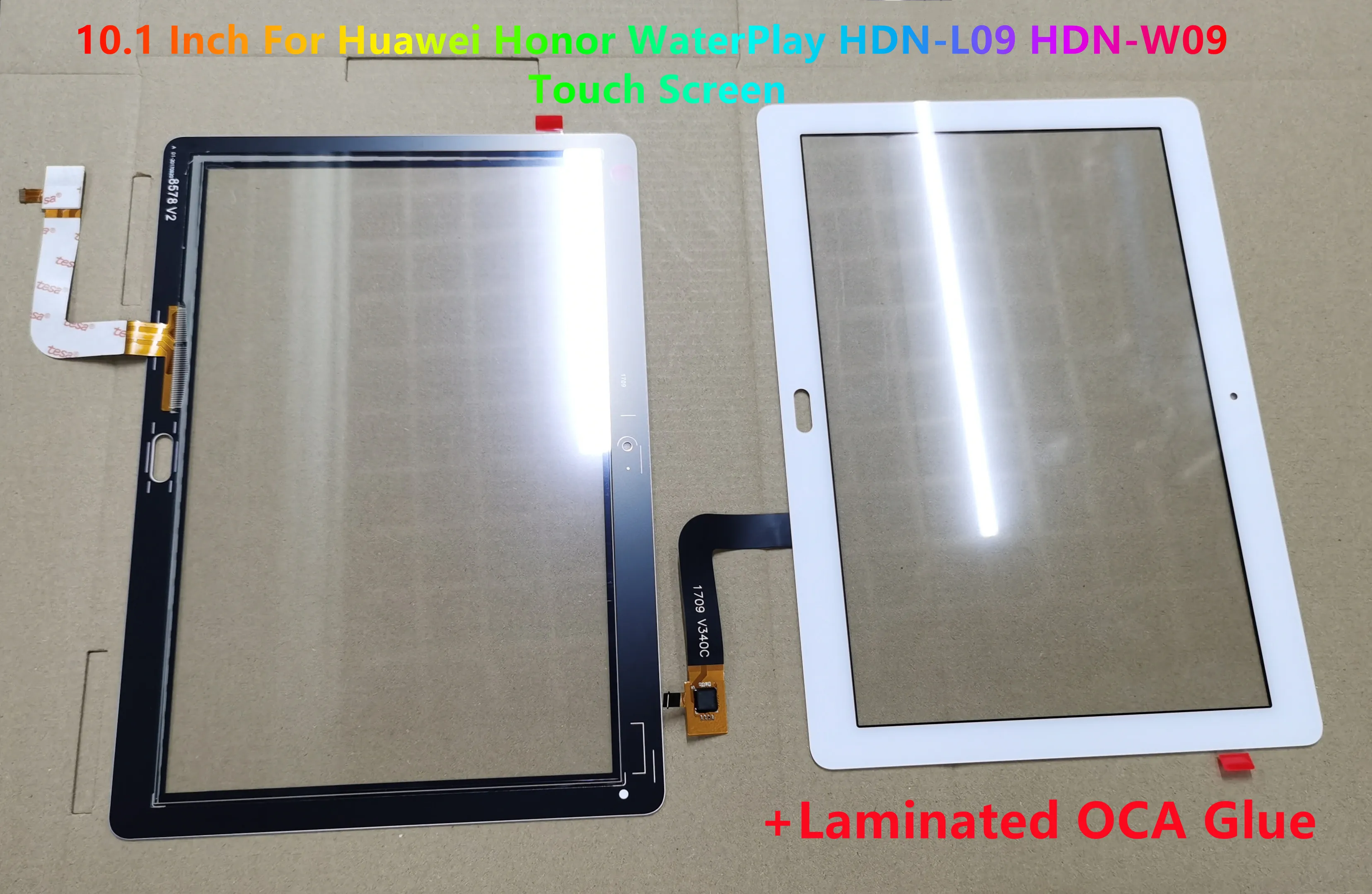 New 10.1'' For Huawei Honor WaterPlay 10.1 HDN-L09 HDN-W09 Touch Screen Digitizer Panel Front Glass +Laminated OCA Glue Tested