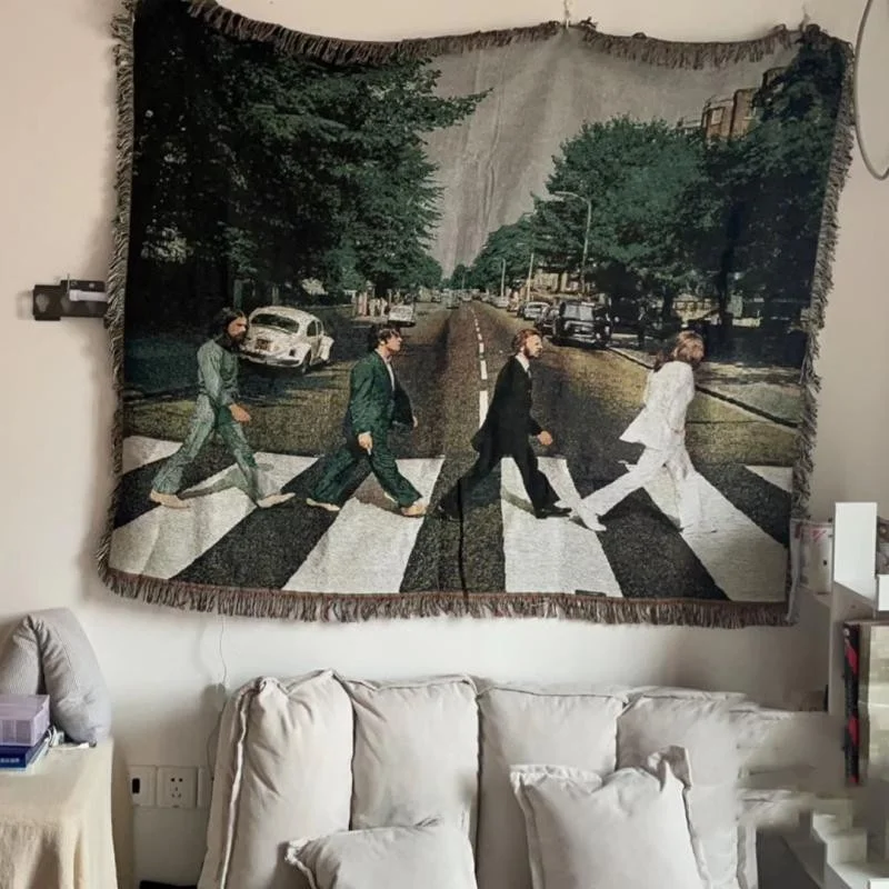 Rock Music Artistic Personality Beatle Cross the Road Blanket Living Room Sofa Decorative Tapestry Casual Decor Blanket